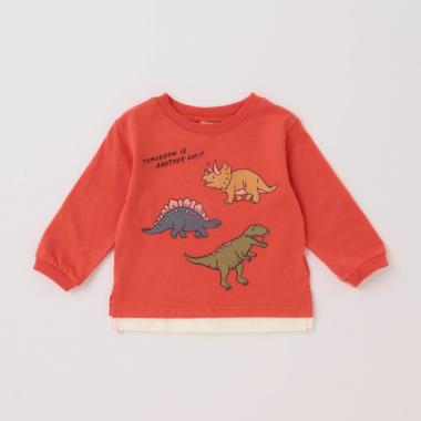 【Good price】裾レイヤード恐竜長袖T