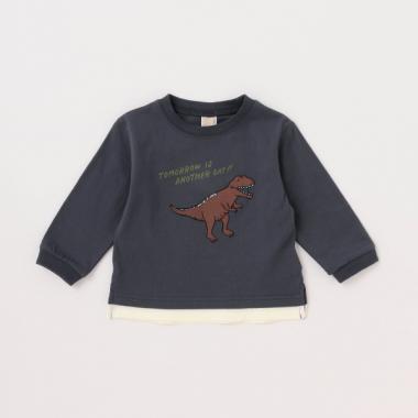 【Good price】裾レイヤード恐竜長袖T
