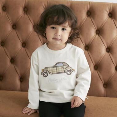 車アップリケ長袖T
