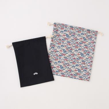 恐竜　車刺繍巾着2P