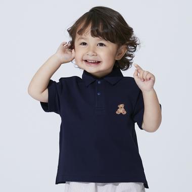 【リンク】クマ刺しゅう半袖ポロシャツ(キッズサイズ)