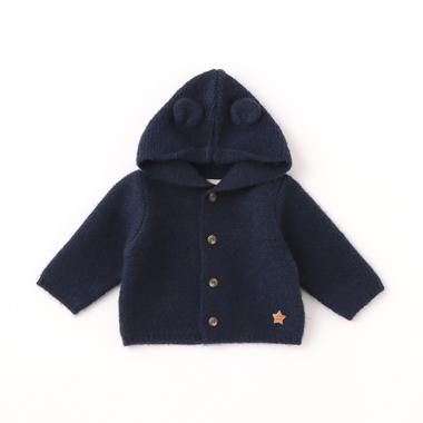 耳つきニットカーデ