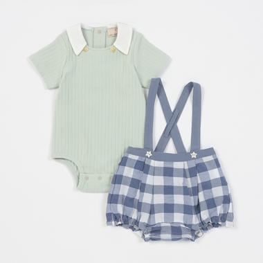 サスつきチェックパンツセット