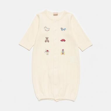 【オーガニック】モチーフ刺繍2WAYオール