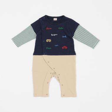 乗り物刺しゅうカバーオール