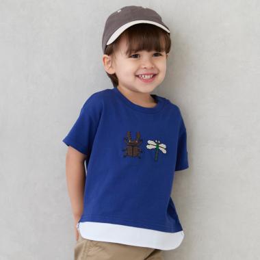 ブロックプリント半袖Tシャツ