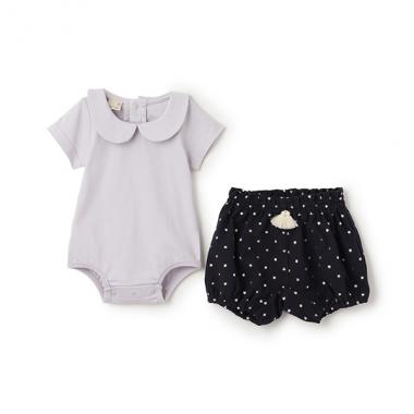 衿つきロンパース＋パンツセット