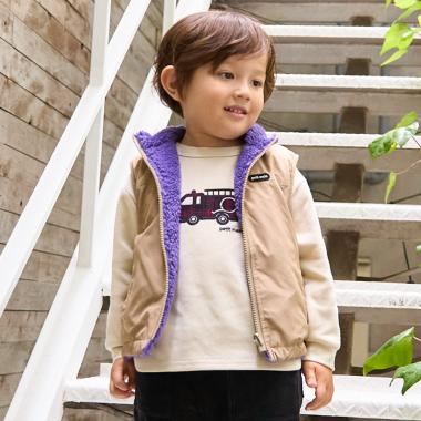 【洗える】無地×ボアリバーシブルベスト