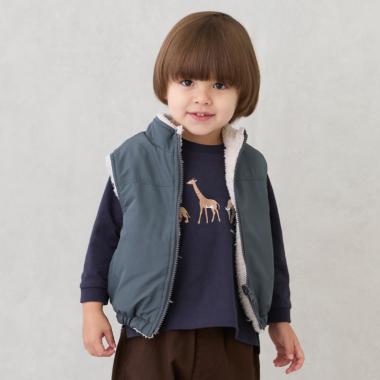 【洗える】無地×ボアリバーシブルベスト