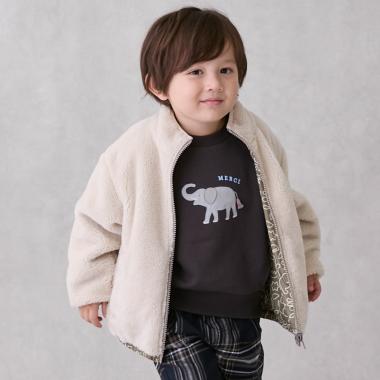 【撥水加工】柄×ボアブルゾン