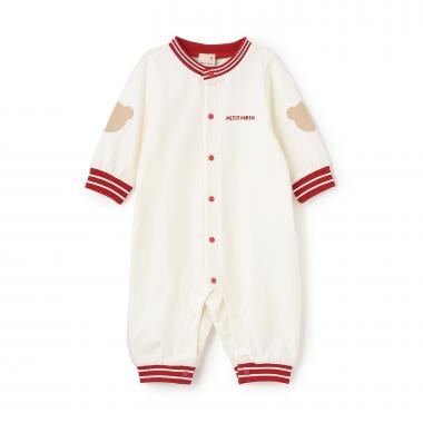 配色ラインリブカバーオール