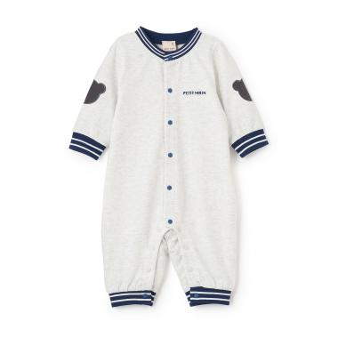 配色ラインリブカバーオール