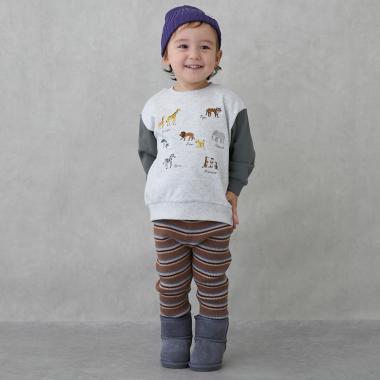 【ウォッシャブル】マルチボーダーニットレギパン