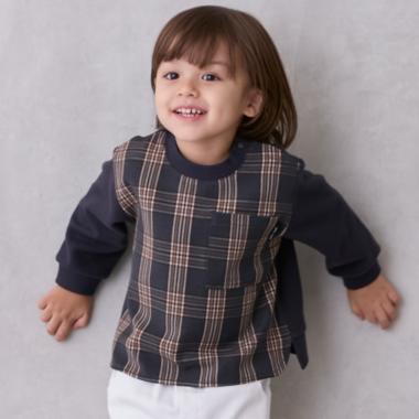 【リンク】チェックドッキング長袖Tシャツ