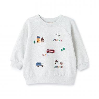 働く車刺しゅうトレーナー