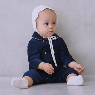 ダブルボタン衿つきカバーオール