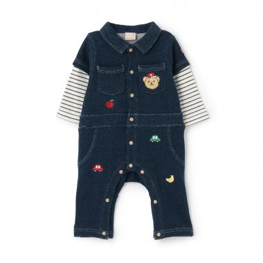 総刺しゅう衿つきカバーオール