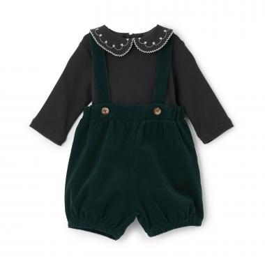 衿刺しゅうサロペットセット