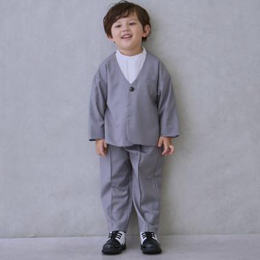 【セミフォーマル】ノーカラーJK+ロングパンツセットアップ