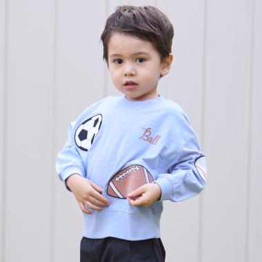 ボールアップリケ長袖T