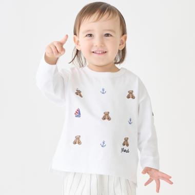 【リンク】くま刺しゅうマリン長袖Tシャツ