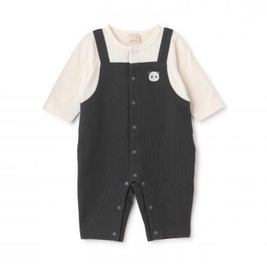 アニマル刺しゅうサロペ風カバーオール