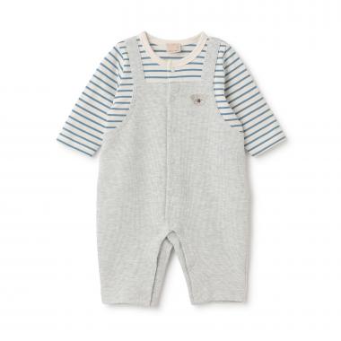 アニマル刺しゅうサロペ風カバーオール