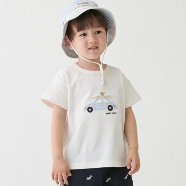 【リンク】ヨット/車アップリケ半袖Tシャツ