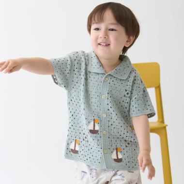 クロシェ開衿シャツ