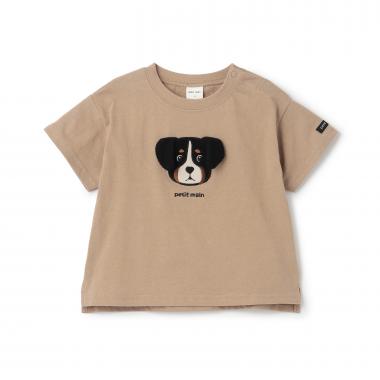 【接触冷感】DOGアップリケ半袖Tシャツ