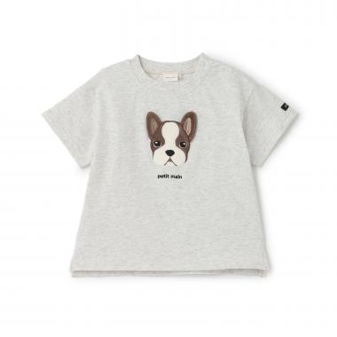 【接触冷感】DOGアップリケ半袖Tシャツ