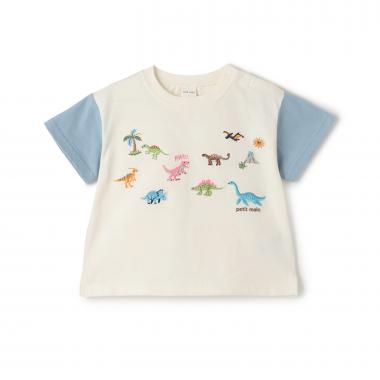 【接触冷感】恐竜刺しゅう半袖Tシャツ