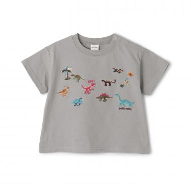 【接触冷感】恐竜刺しゅう半袖Tシャツ