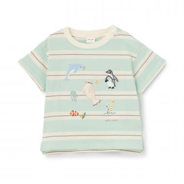 【接触冷感】海のいきものアップリケ半袖Tシャツ