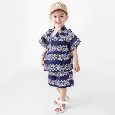 スイカ波柄甚平