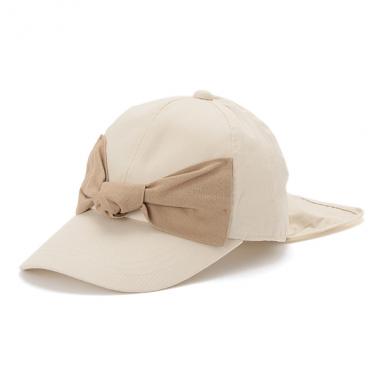 UVケア 保冷剤収納ポケットつき日よけリボンキャップ