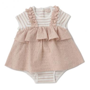 アイレットレースチュニックドッキングロンパース