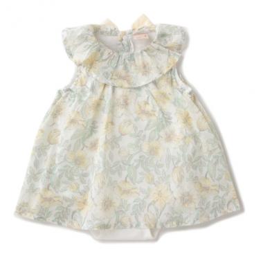 花柄フリル衿ワンピースロンパース