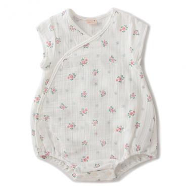 ダブルガーゼ花柄ロンパース