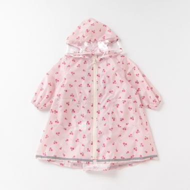 収納袋つきGIRLS総柄レインコート