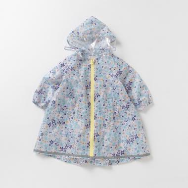 収納袋つきGIRLS総柄レインコート
