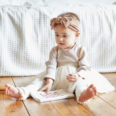 オーガニックコットン チュールワンピース×テレコロンパースセット