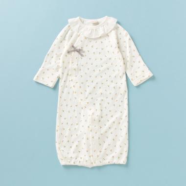 オーガニックコットン フリル衿花柄2WAYオール