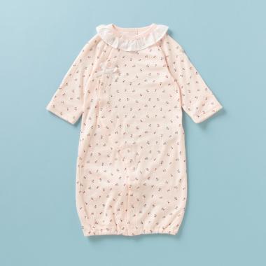 オーガニックコットン フリル衿花柄2WAYオール