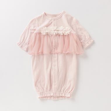 オーガニックコットン 花モチーフチュールつき2WAYオール