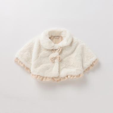 リボンつきフェイクファーケープ