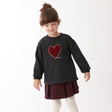 裏毛 ハートアップリケラメトレーナー