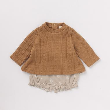 ケーブルTシャツ×花柄ブルマセット