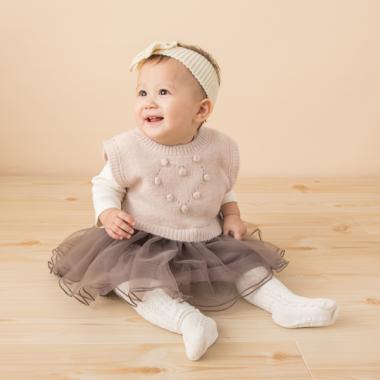 ニット切り替えチュールワンピース×ロンパースセット