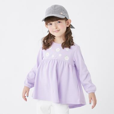 花プリント切り替えチュニック